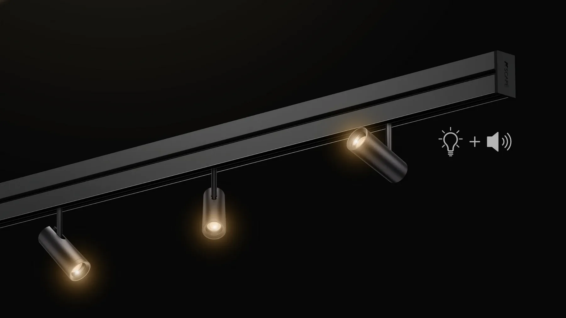 KSCAPE Rail S Track — drag to compare the fixture unlit and lit